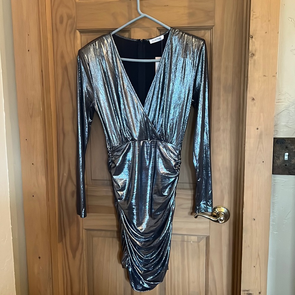 Just fab size Small - silver v neck NYE dress